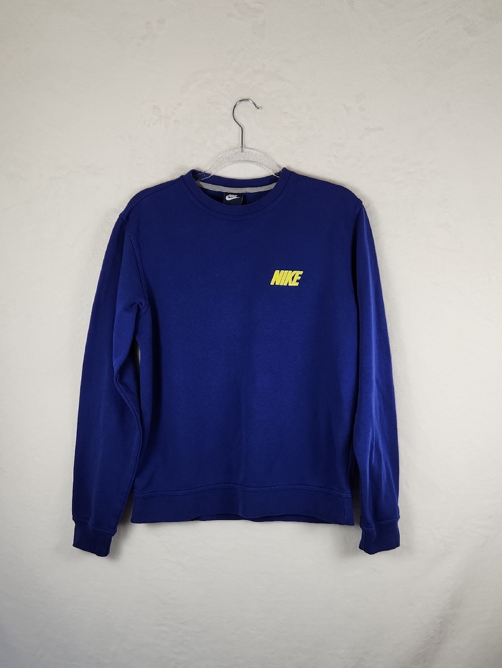 Nike Sweatshirt Crewneck — Deep Blue with Yellow Logo Men's Size Medium
